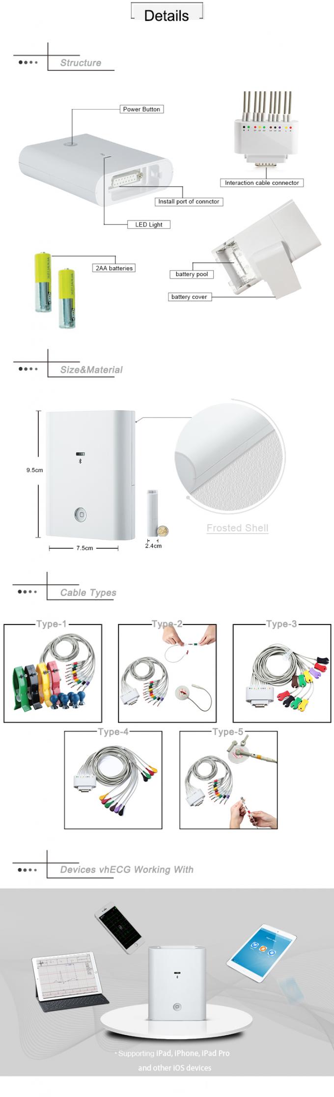 bluetooth를 가진 휴대용 iCV200 아이패드 ECG 장비